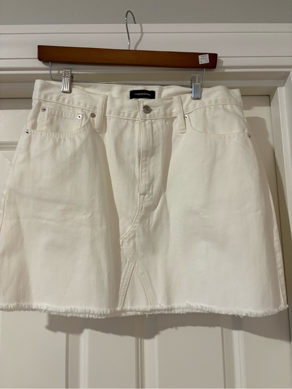 J. Crew Cream Denim Mini Skirt with Frayed Hem Detail - never worn